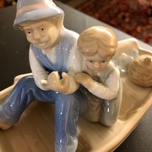 Meico Porcelain Blue & White Figurine Grandpa Boy